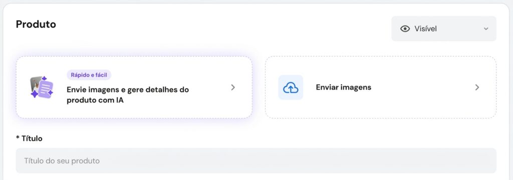 Painel de produtos no Criador de Sites da Hostinger