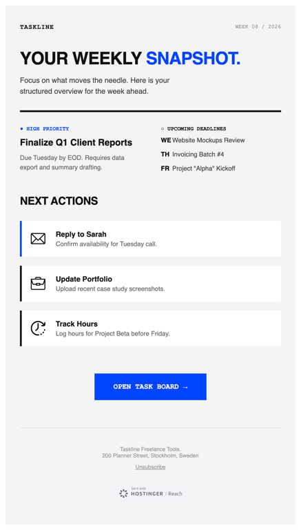 Minimal productivity weekly newsletter