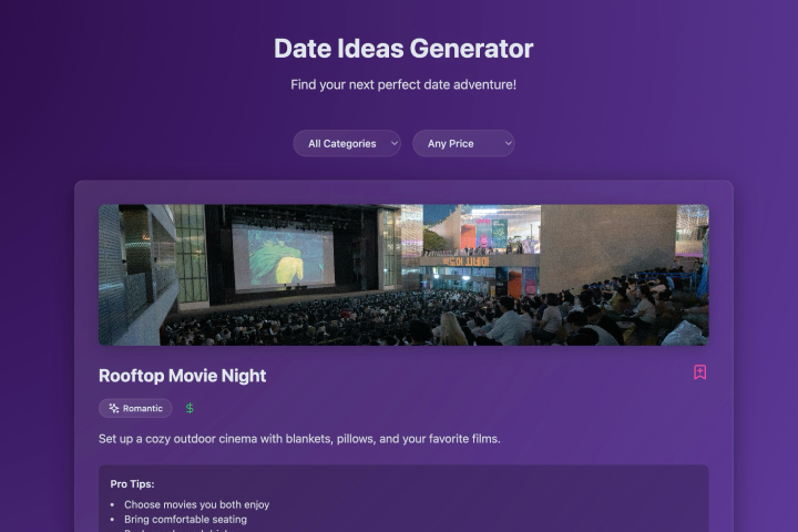 Date ideas generator