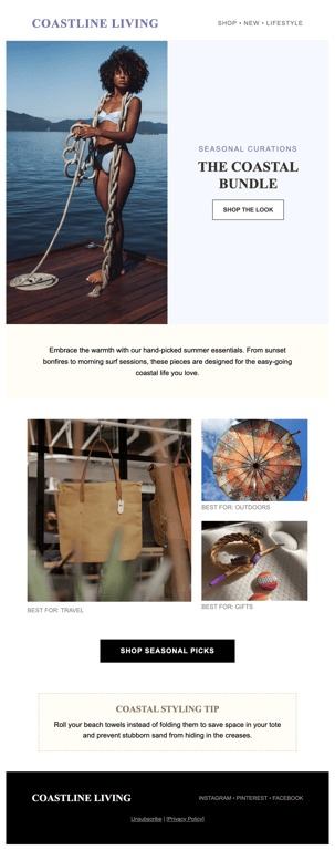 Light blue seasonal picks newsletter