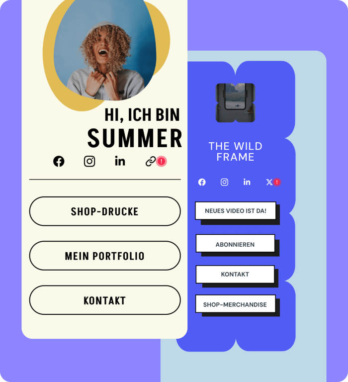 1. Vorlage für Bio Link Seite auswählen