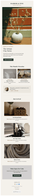 Warm neutral ecommerce monthly product newsletter