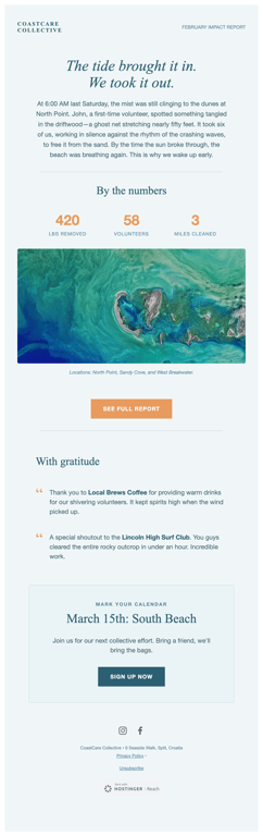 Blue and green nonprofit impact monthly newsletter