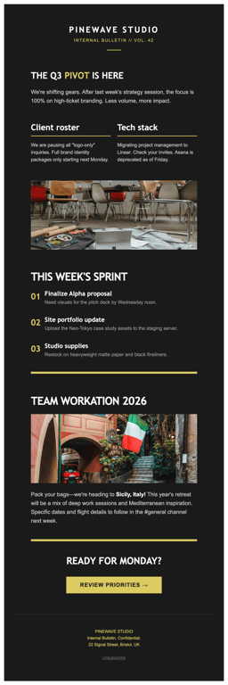 Black internal update newsletter