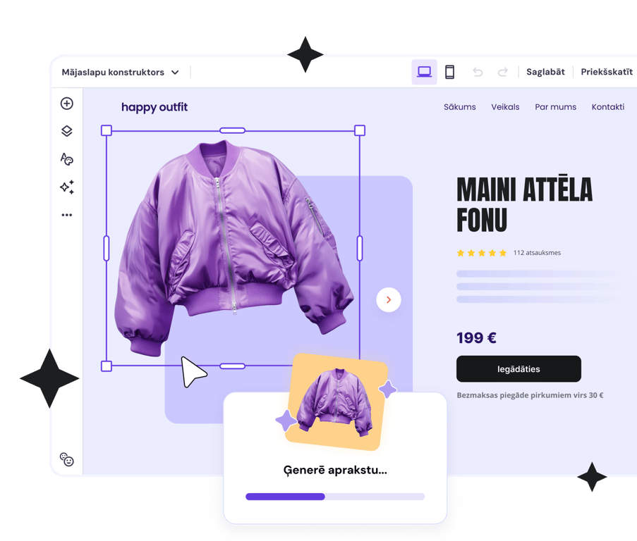 Mājaslapu konstruktors ar MI rīkiem