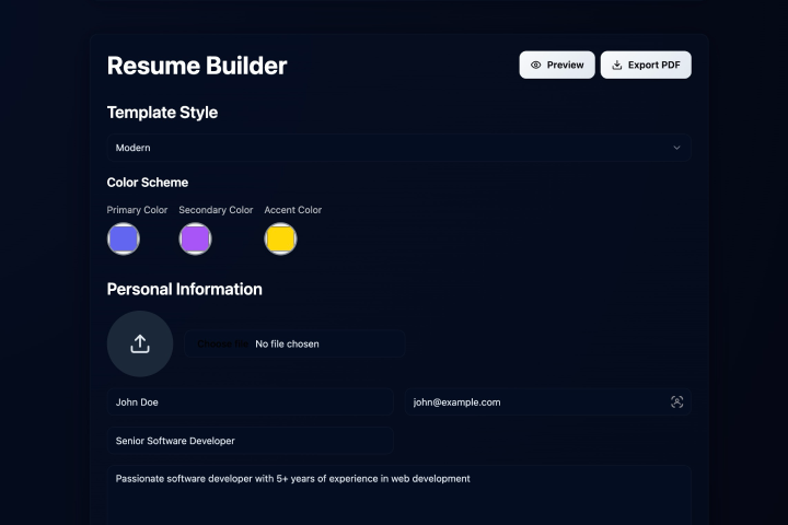 Resume builder tool