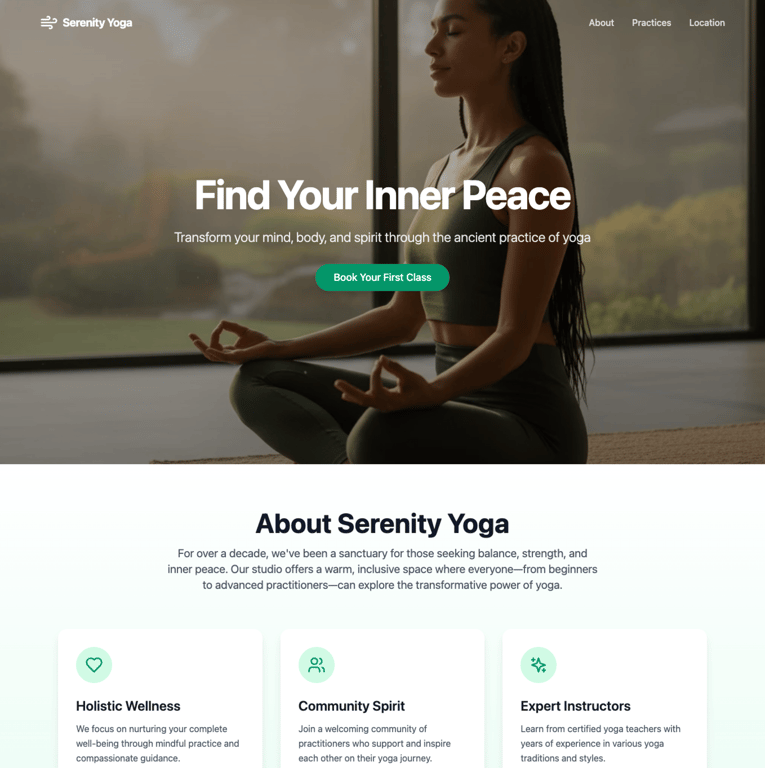 Yoga studio site