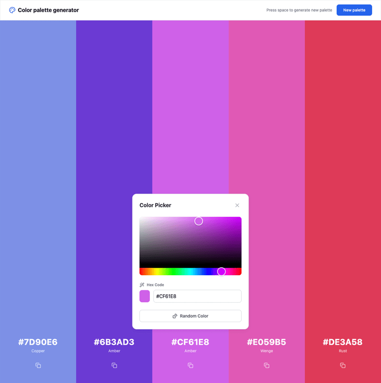 Color palette generator