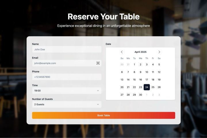Restaurant reservations web app