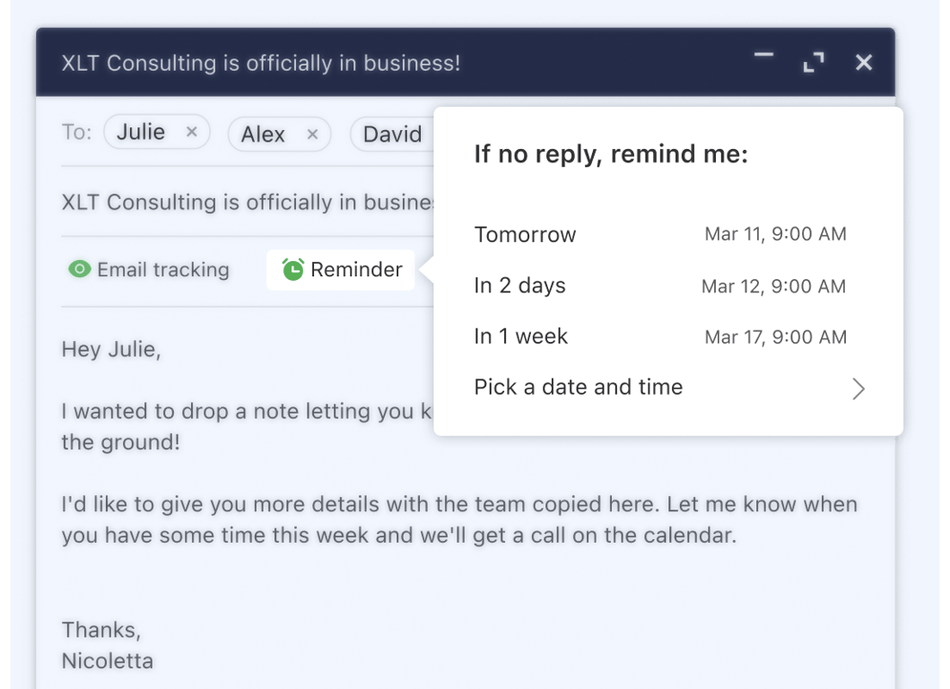 Follow up on time, every time