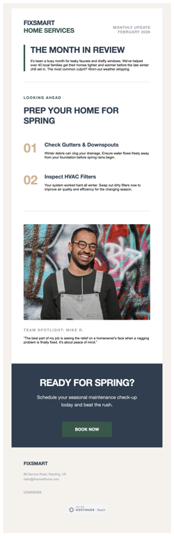 Clean neutral home services monthly newsletter