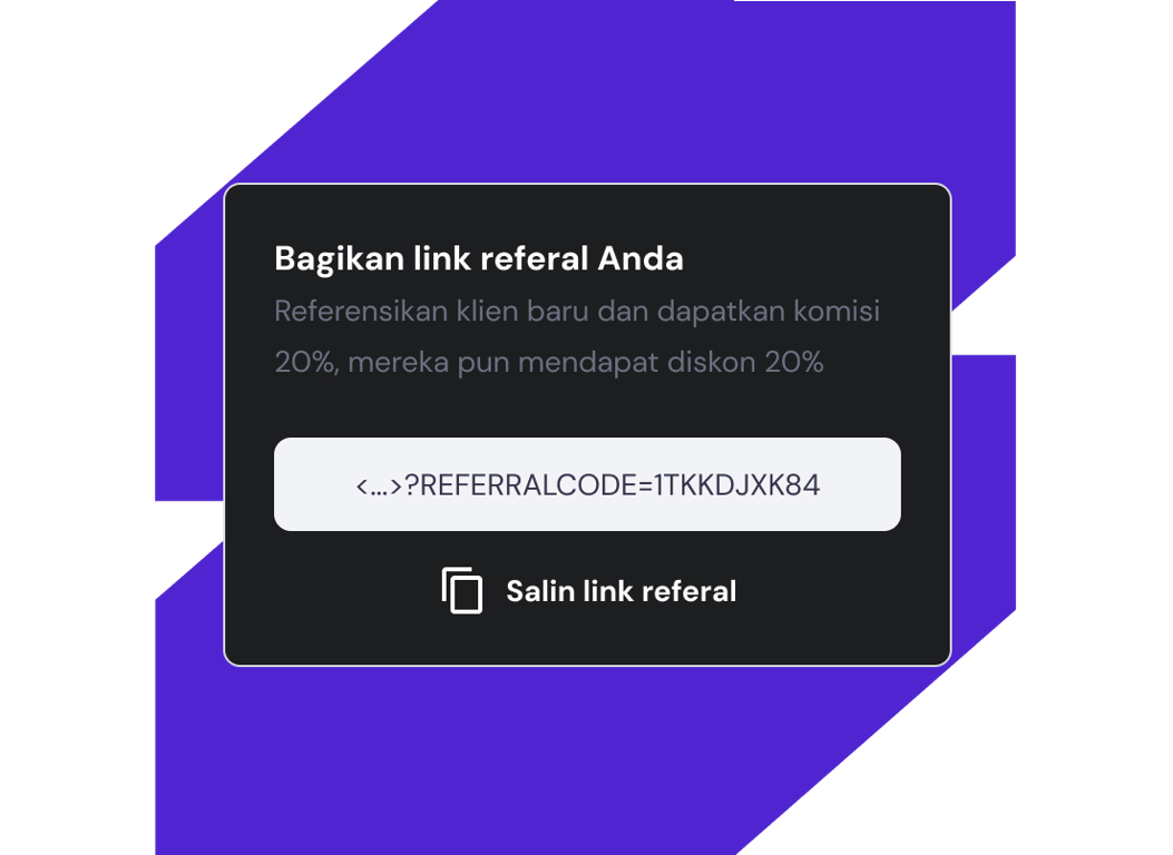 Komisi untuk Anda, diskon untuk klien Anda