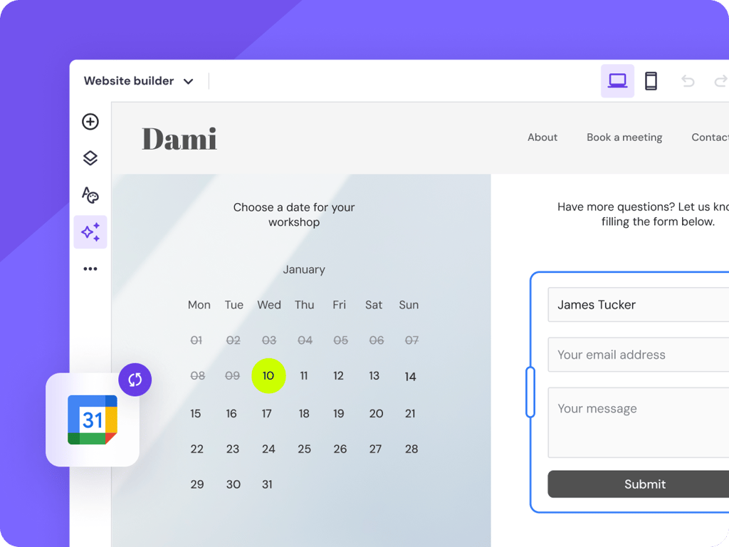 Appointment booking calendar