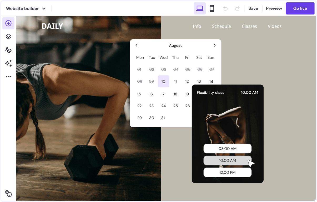 Fitness Website builder with AI tools