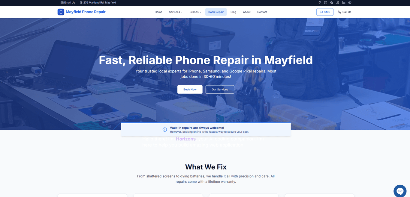 It is mobile phone repair shop business website, deals with repair of various services and brands.