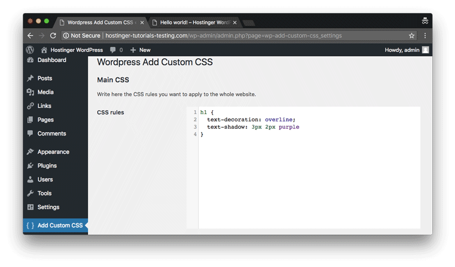 añadir css personalizado a wordpress mediante plugin 