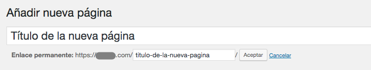 Establecer slug de p&aacute;gina de WordPress