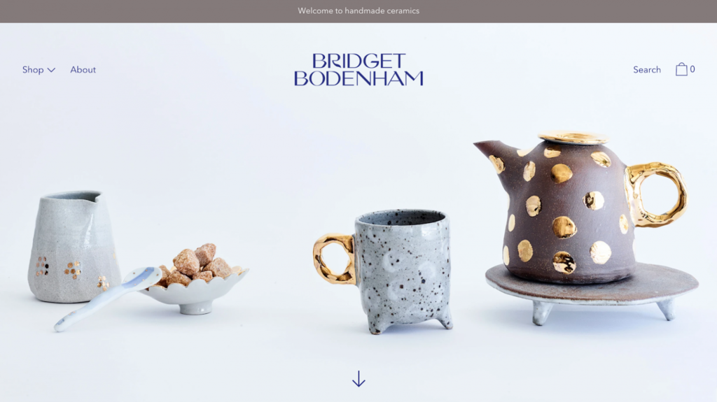 Página de inicio del sitio web de artesanías Bridget Bodenham