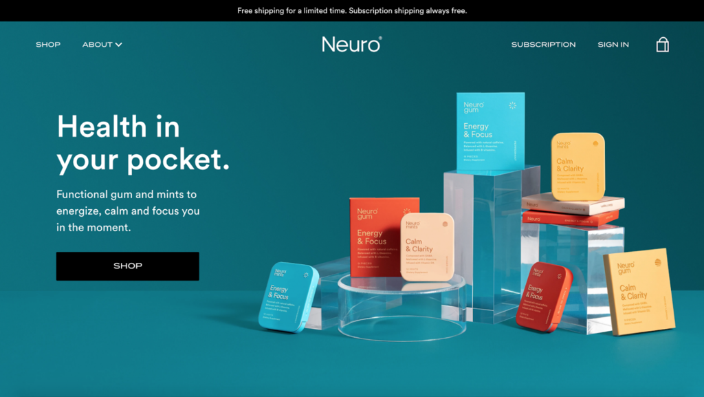 Página de inicio de Neuro, negocio online de micronicho
