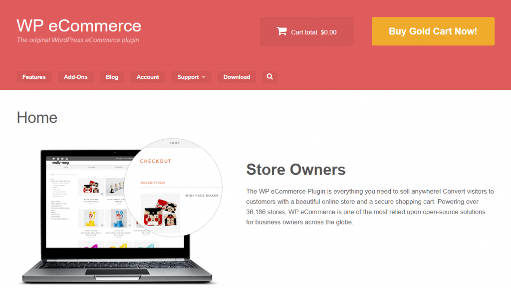 Homepage de WP eCommerce