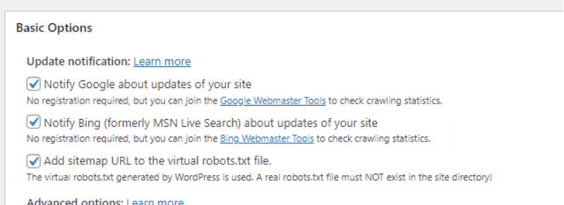 Opciones para notificar a los motores de b&uacute;squeda del sitemap
