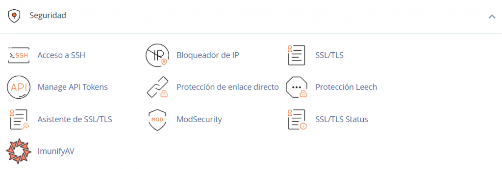 Funciones de seguridad de cPanel