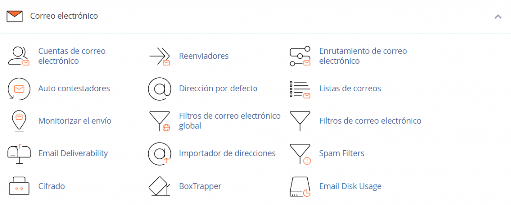 Funciones de administración de correo electrónico de cPanel