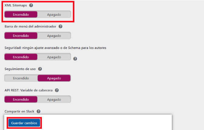 Bot&oacute;n de XML Sitemaps en Yoast