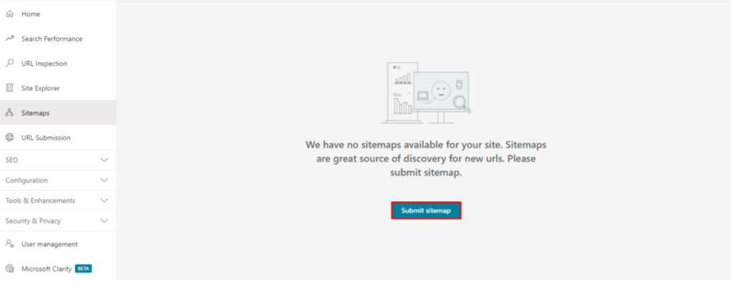 Secci&oacute;n de Sitemaps en Bing