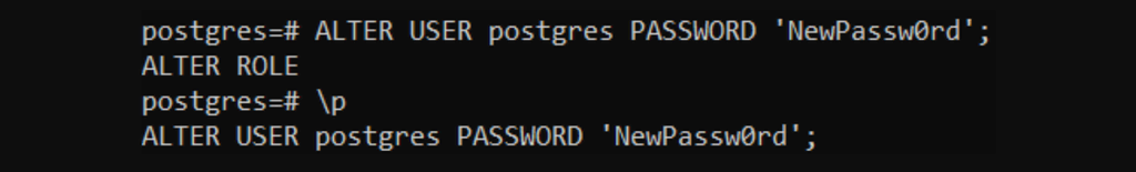 Ejemplo de cambio de contraseña en PostgreSQL