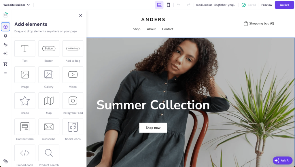 Menü „Elemente hinzufügen” erweitert