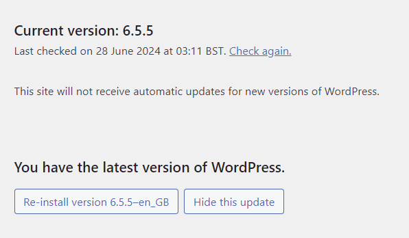 Wordpress Update Version