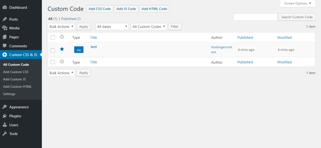 Hinzufügen von individuellem CSS mit dem Plugin Simple Custom CSS and JS