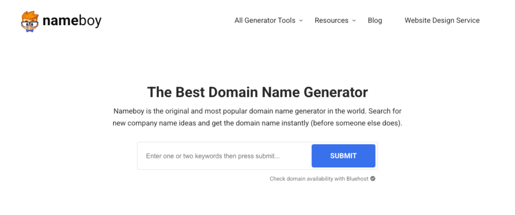 Nameboy-Domaingenerator Landing-Page
