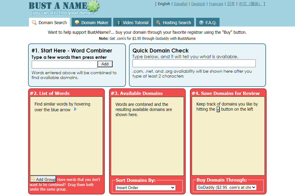 Bust A Name-Homepage