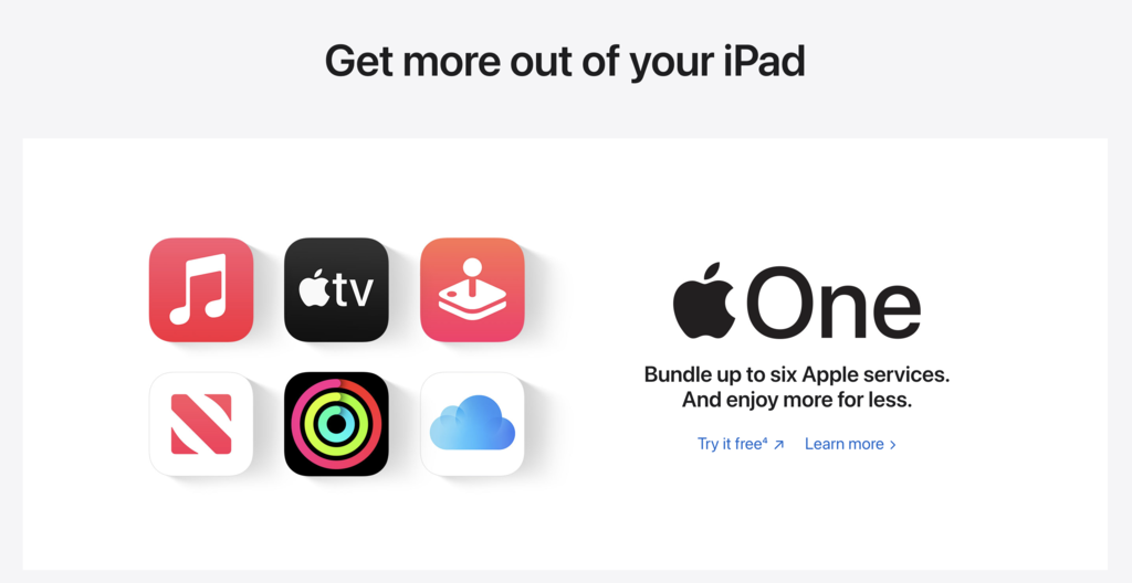 Apple iPad-Landingpage mit hervorgehobenem Apple-Logo