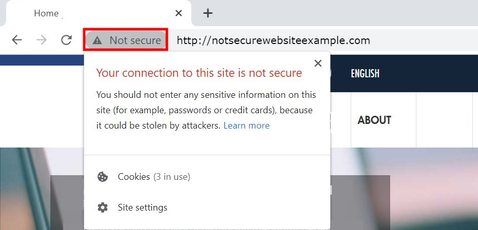 Beispiel für eine unsichere HTTP-Website