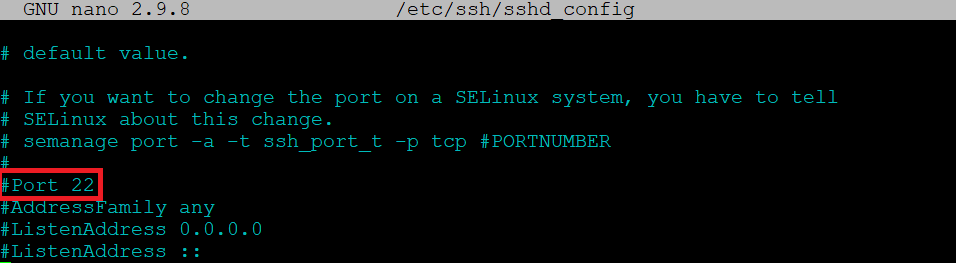 Die Port-Einstellung in der SSH-Konfigurationsdatei
