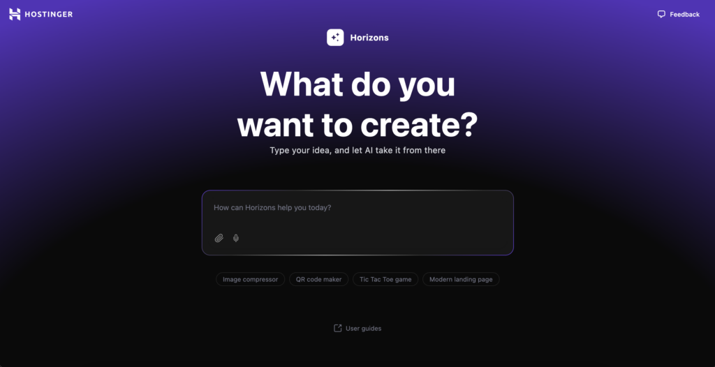 Hostinger Horizons Startseite