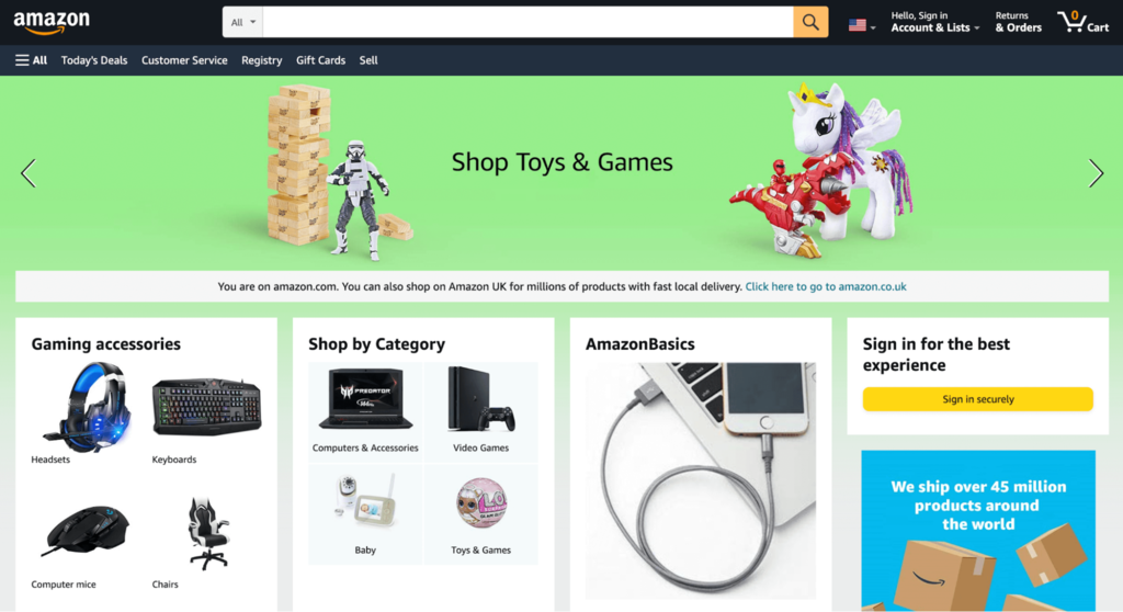 Amazon-Seite „Spielzeug & Spiele“