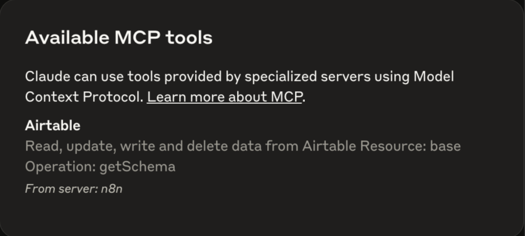 Airtable MCP-Tools in Claude