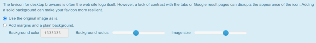 Real Favicon Generator-Optionen zur Bearbeitung von Favicons