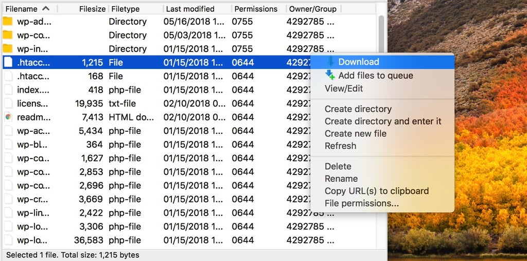 Filezilla .htaccess-Datei herunterladen