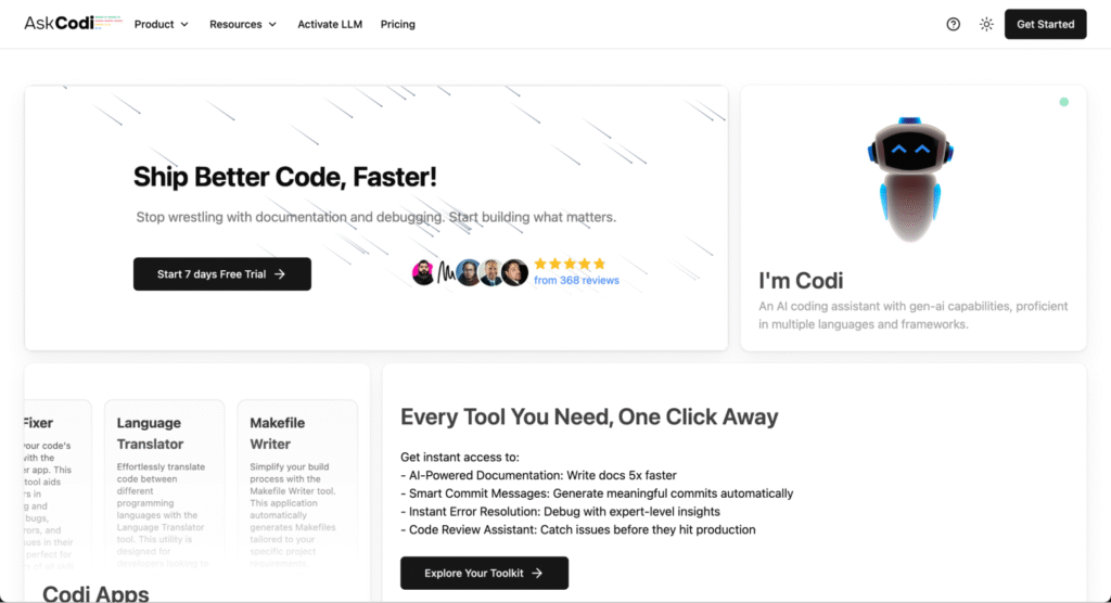 Startseite von AskCodi