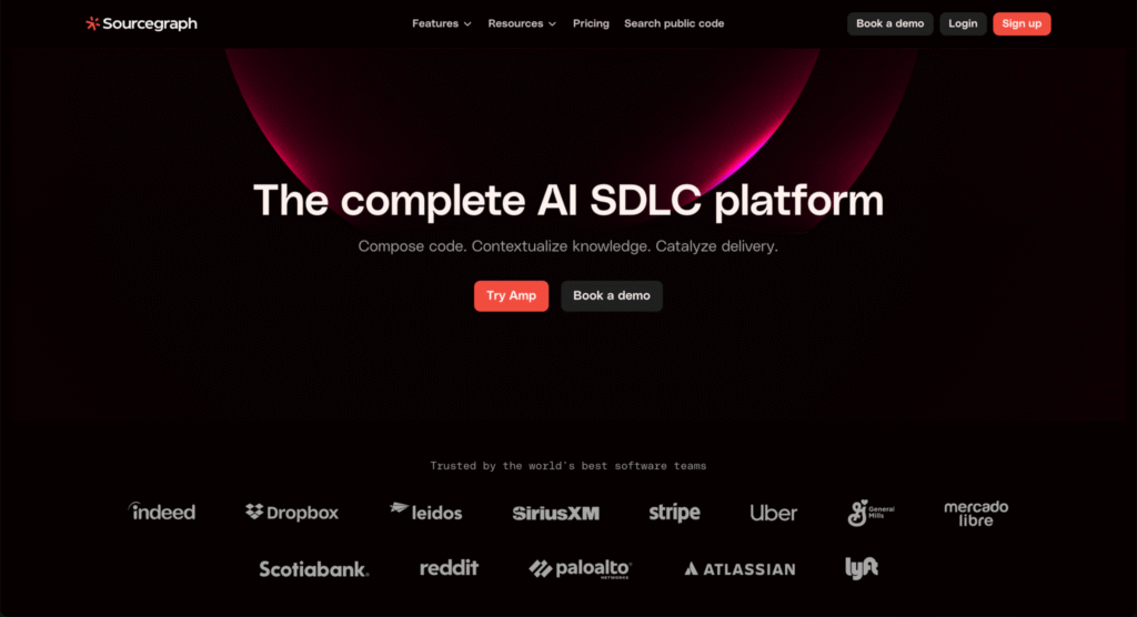 Startseite von Sourcegraph