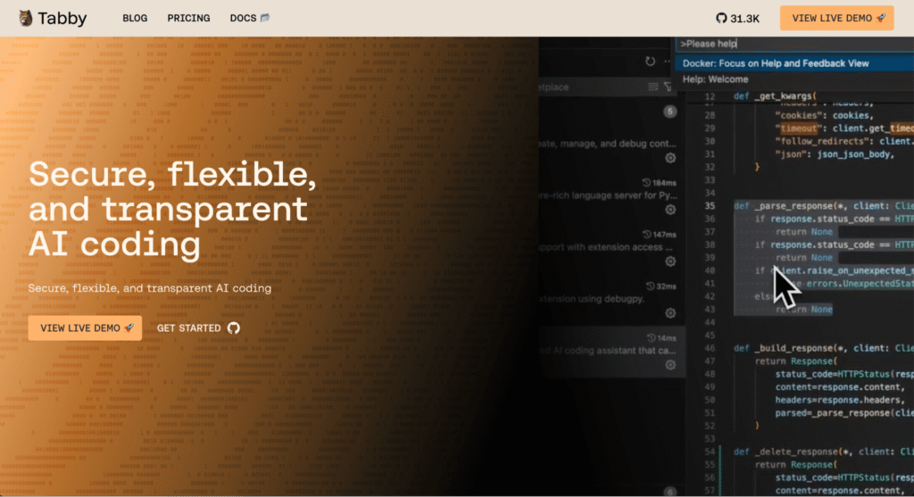 Startseite von TabbyML