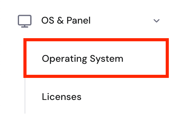 Das Menü „Operating System“ in der Seitenleiste der VPS-Seite von hPanel