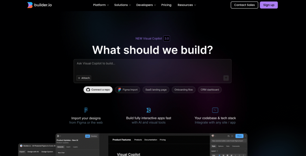 Startseite von Visual Copilot