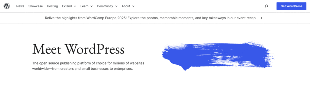 Startseite von WordPress org