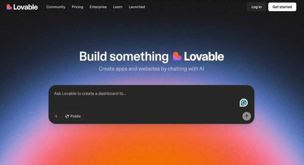 Startseite von Lovable